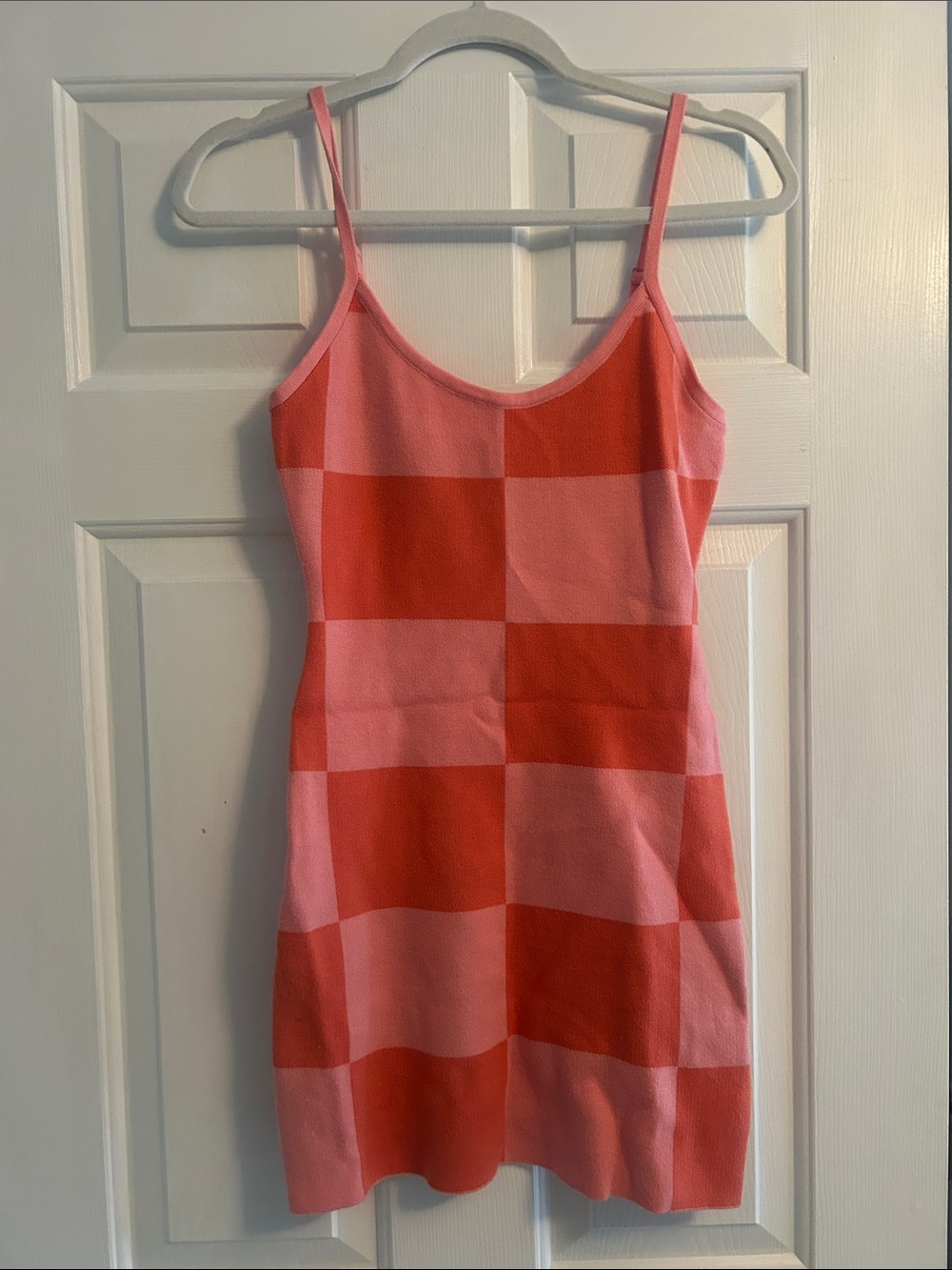 Le Lis Pink and Red Checker Mini Dress